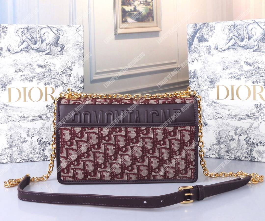 D*or 30 montaigne bag in burgundy oblique canvas