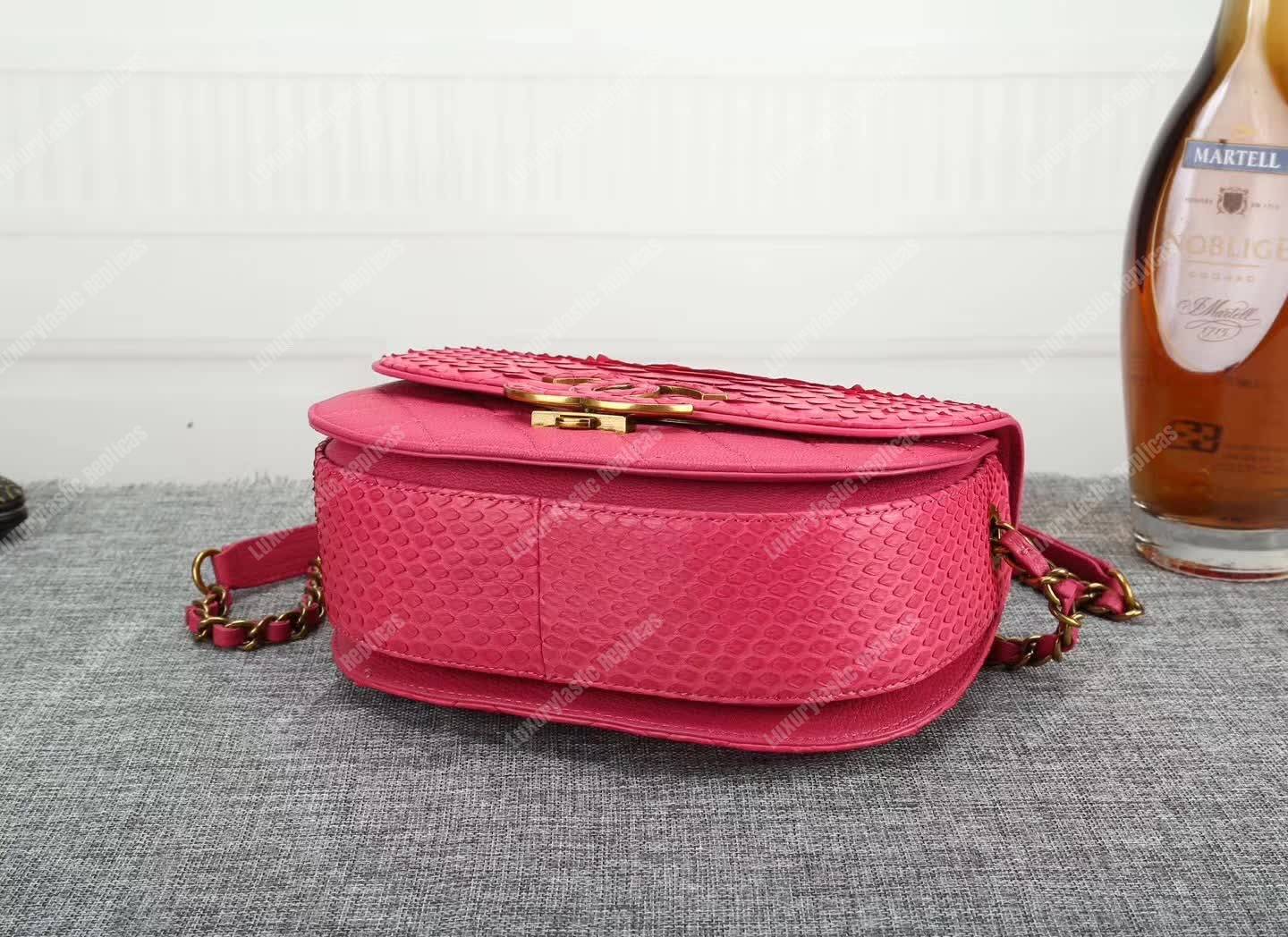 Ch*el medium flap bag with top handle pink