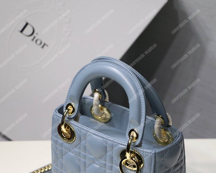 mini lady D*or lambskin bag blue