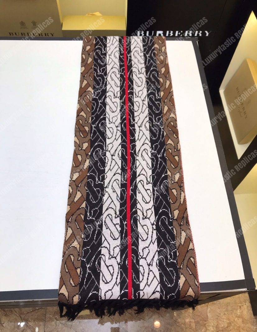 B**rry monogram stripe cashmere scarf