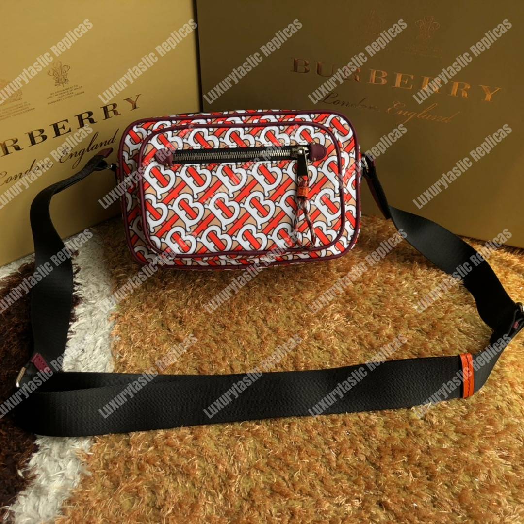 B**rry monogram print and leather crossbody bag vermilion