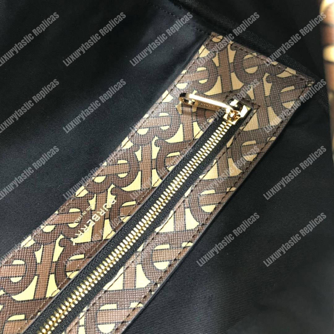 B**rry monogram stripe print e-canvas backpack bridle brown