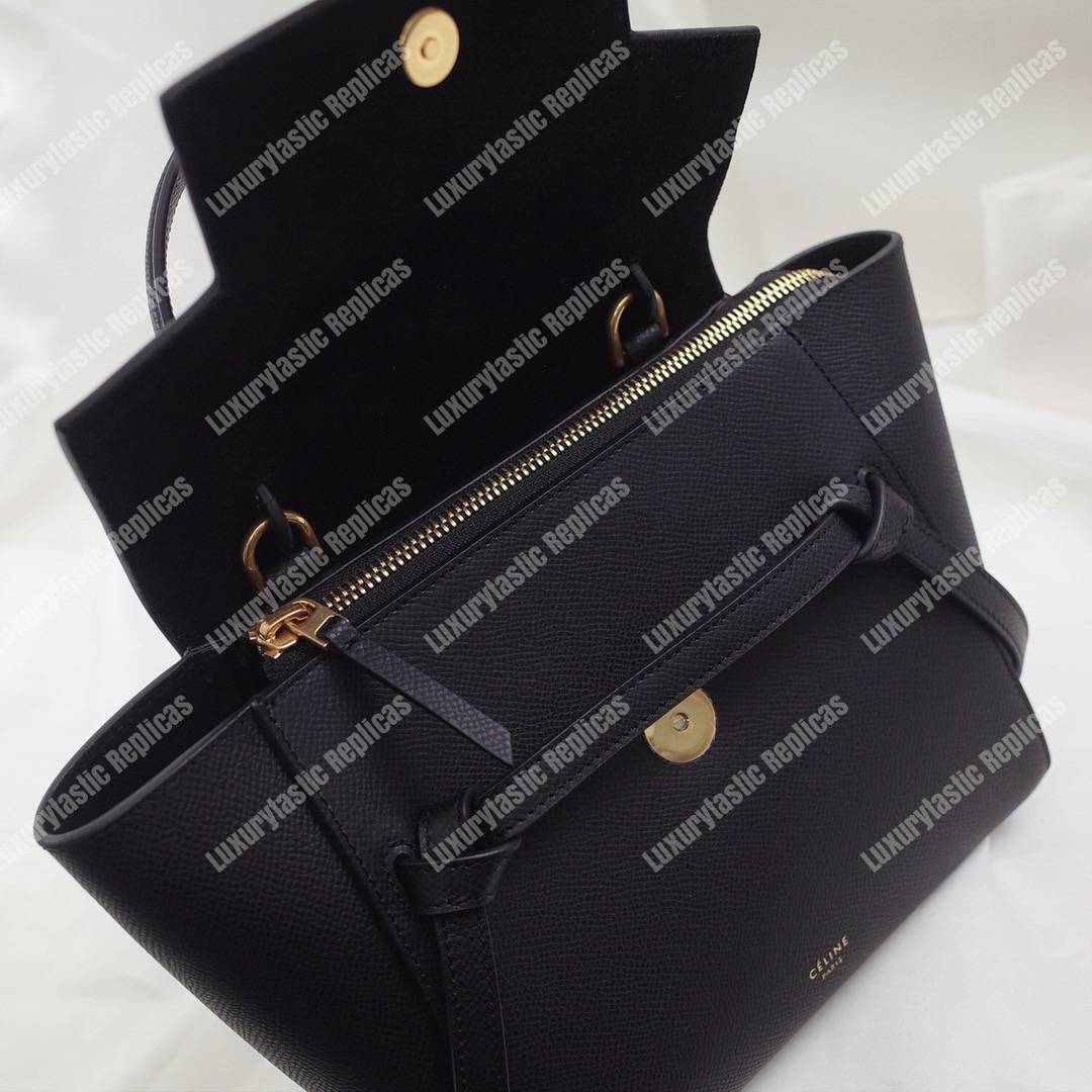 Ce**e nano belt bag in grained calfskin black