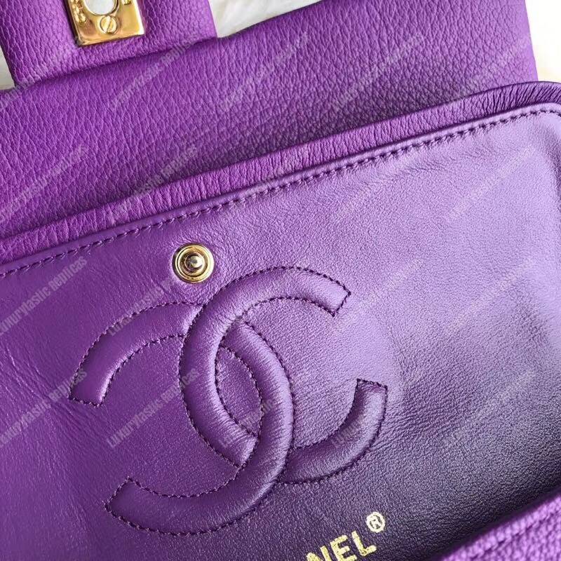Ch*el medium classic handbag purple