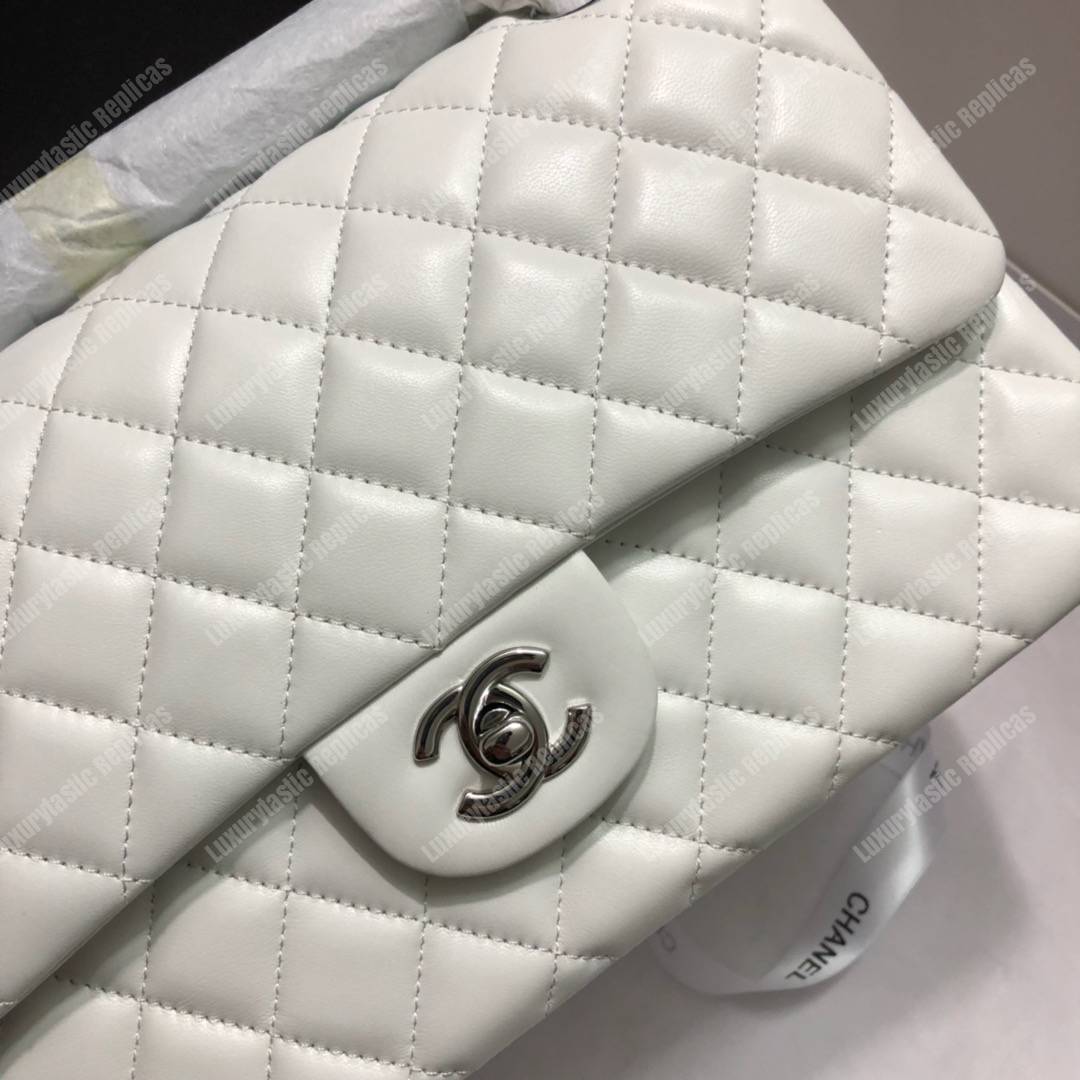 Ch*el medium classic handbag white