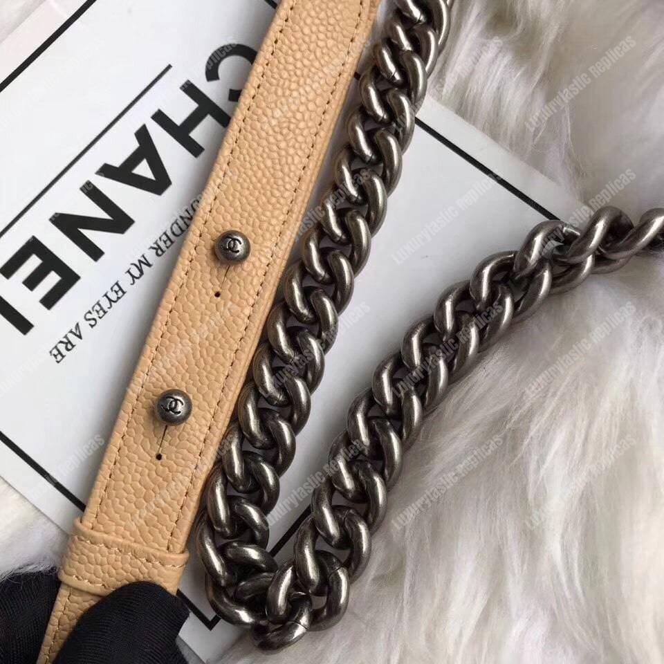 Ch*el boy medium handbag beige