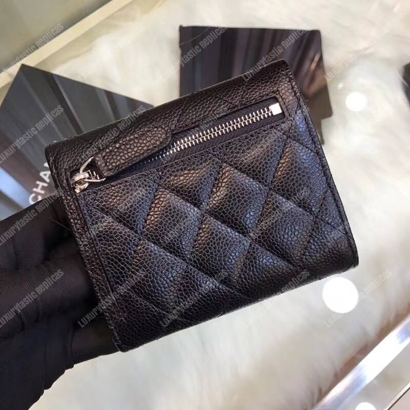 Ch*el classic small flap wallet black