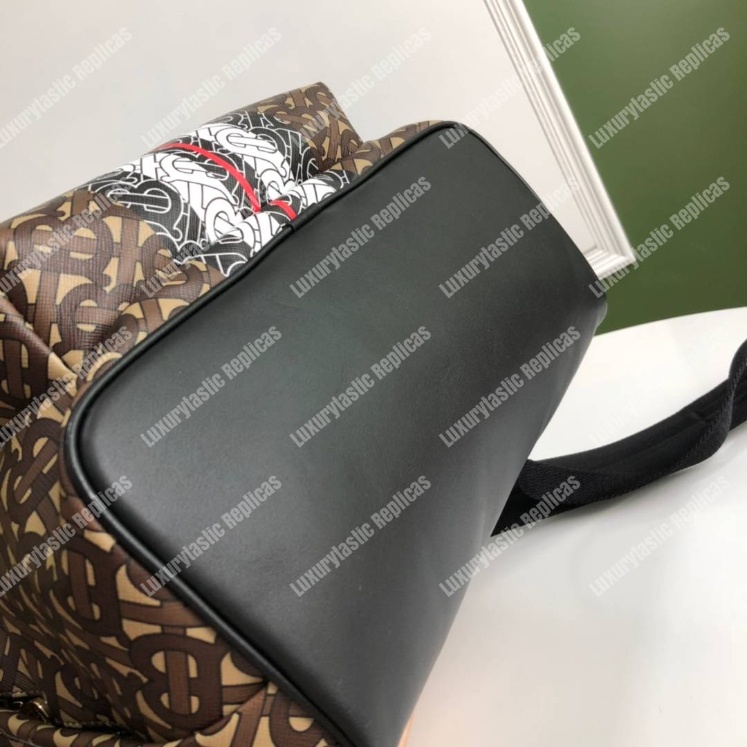 B**rry monogram stripe print e-canvas backpack bridle brown