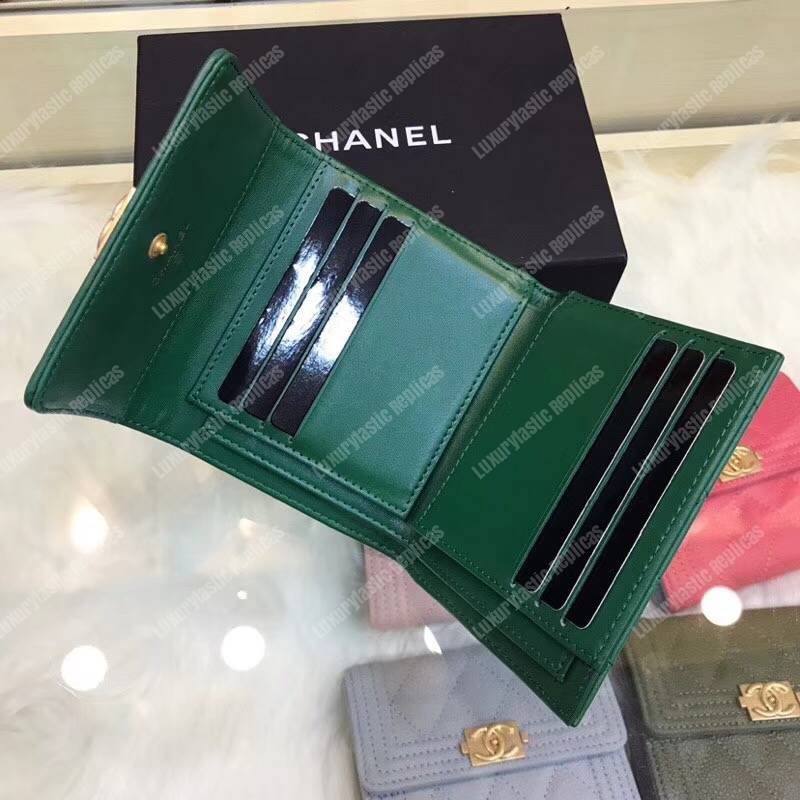 Ch*el boy small flap wallet green