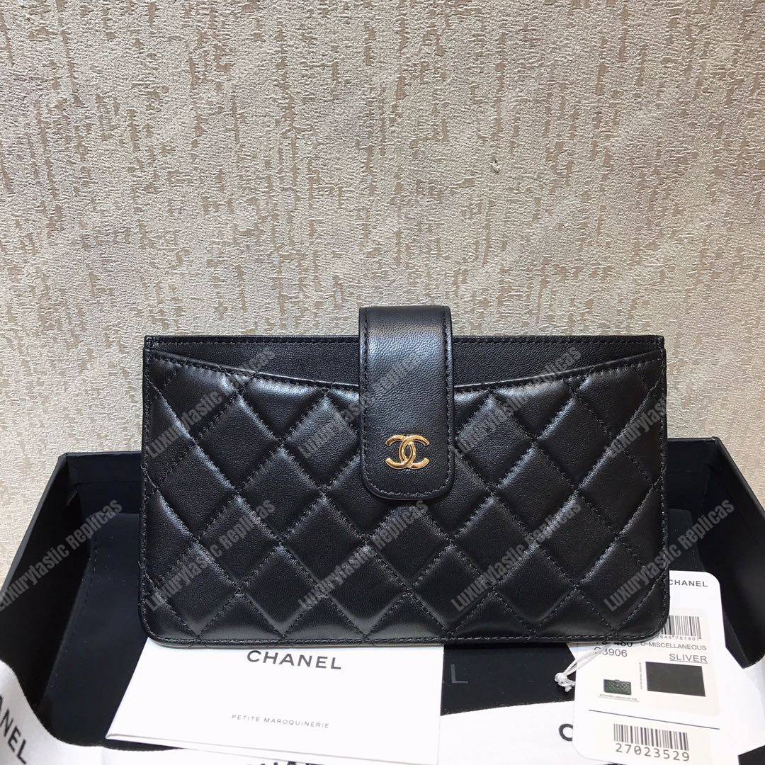 Ch*el classic pouch lambskin leather black