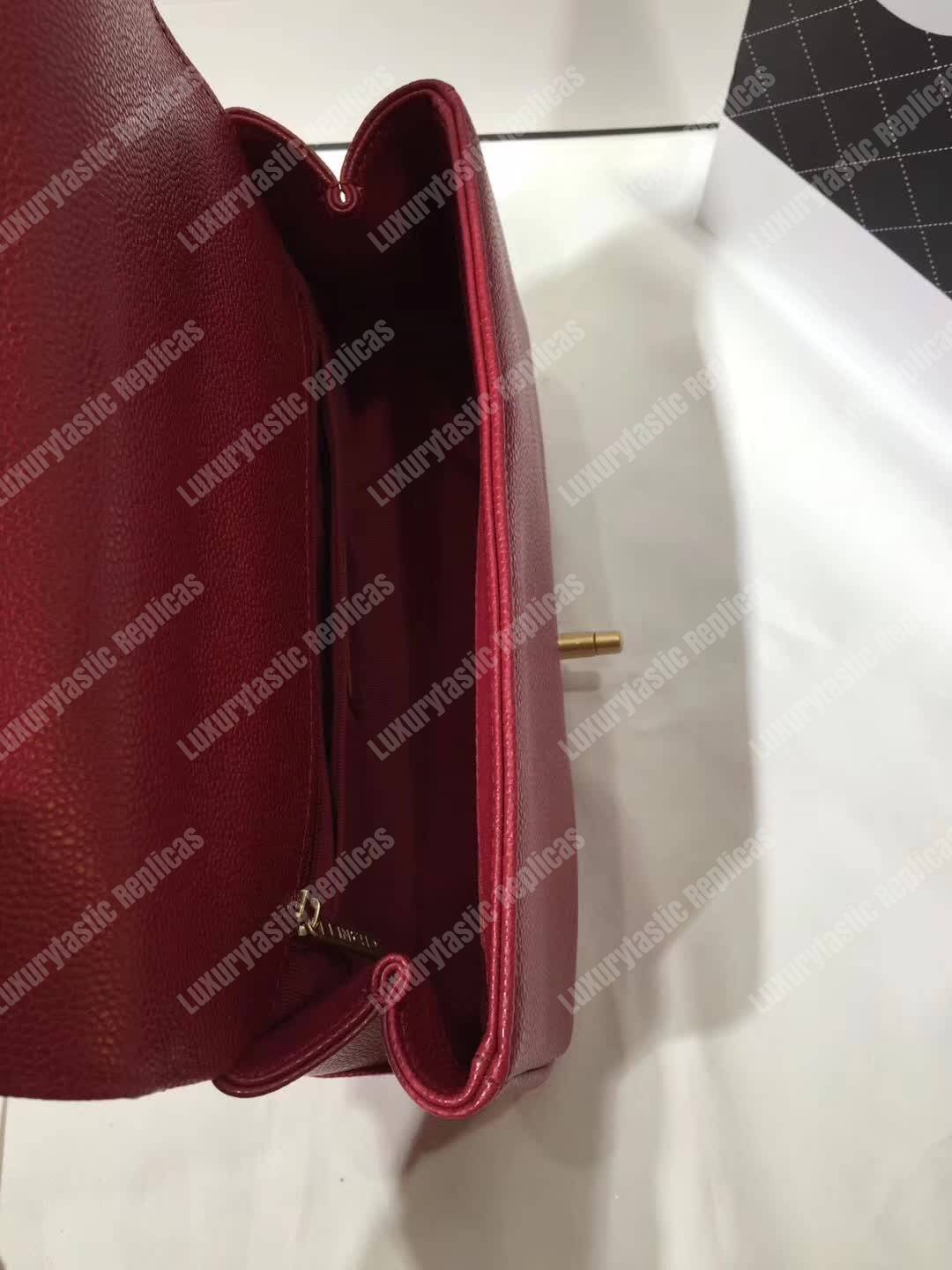 Ch*el small flap bag with top handle red