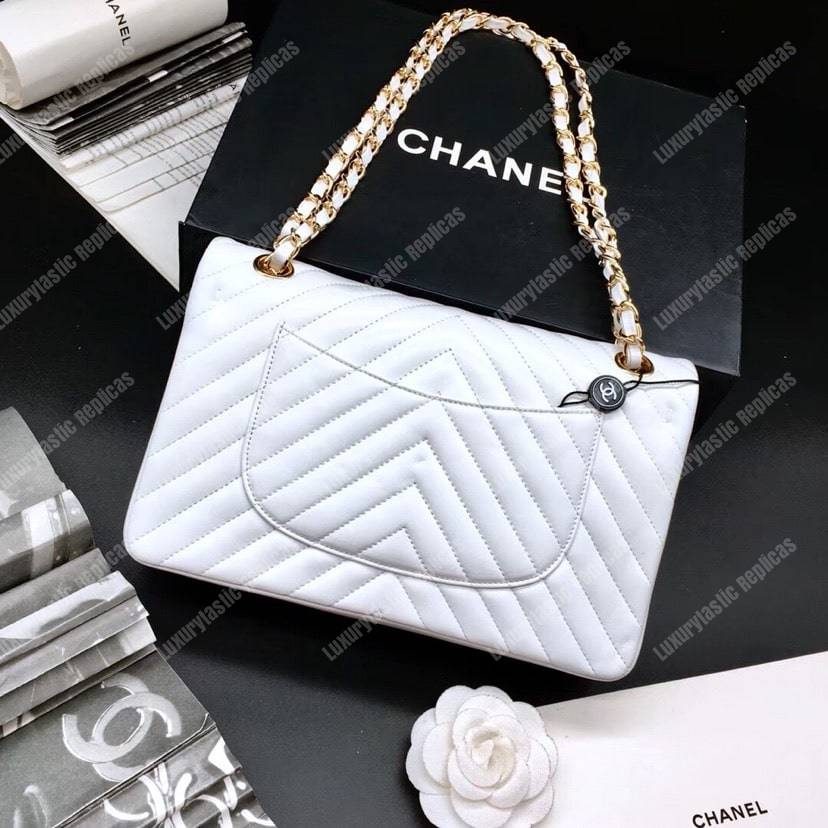 Ch*el classic medium handbag white