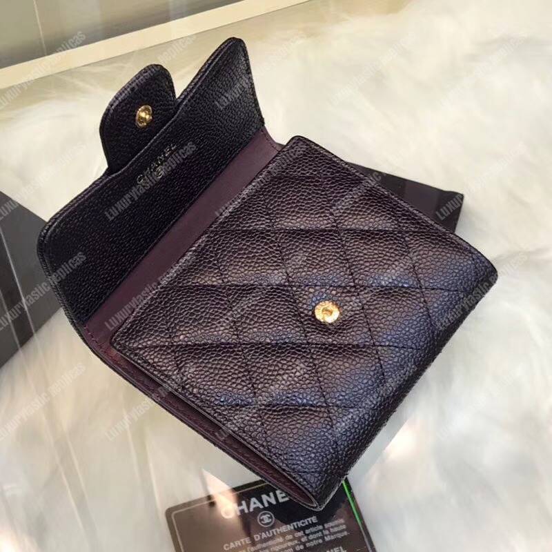 Ch*el classic small flap wallet black