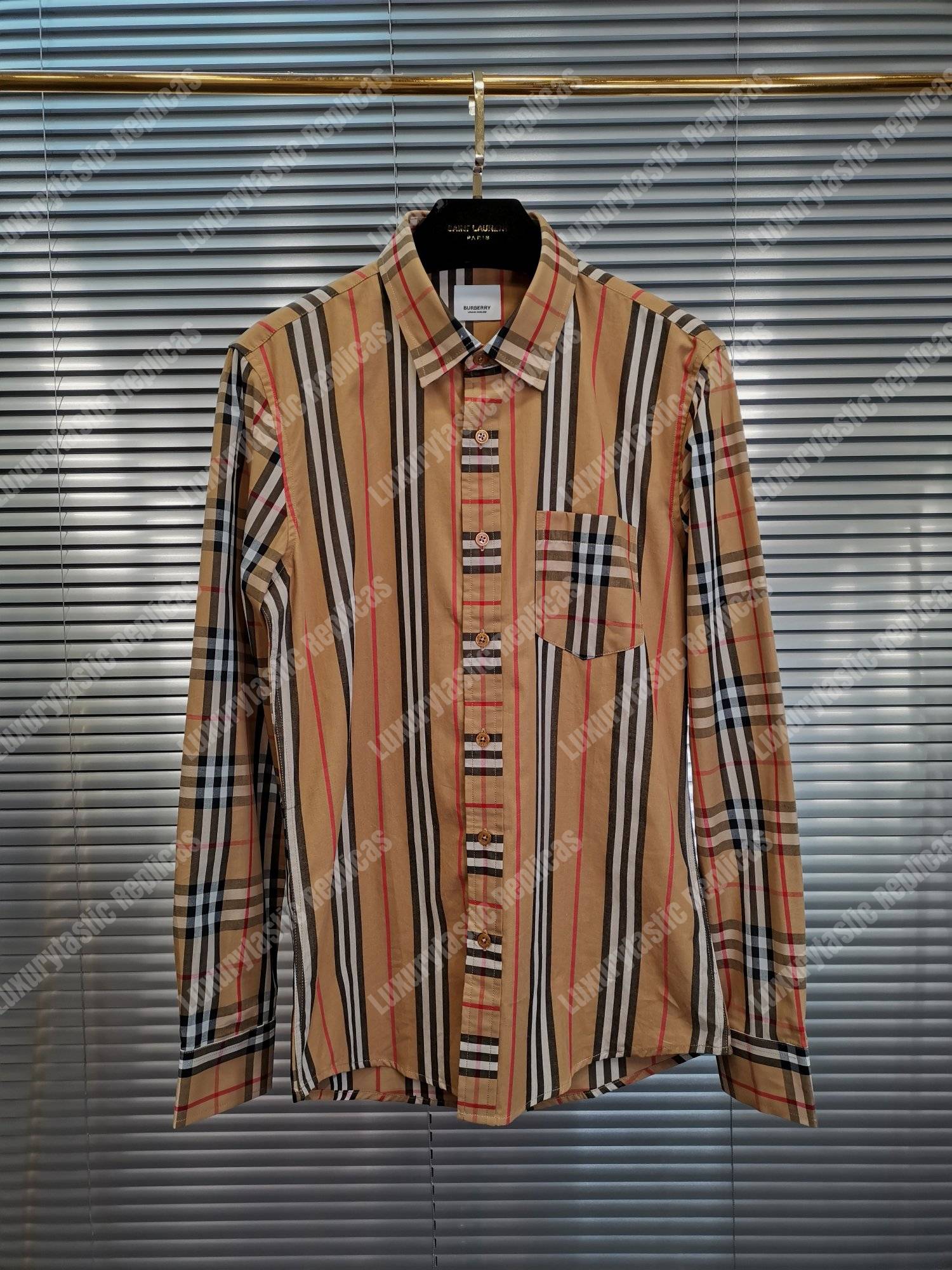 B**rry classic fit patchwork cotton poplin shirt