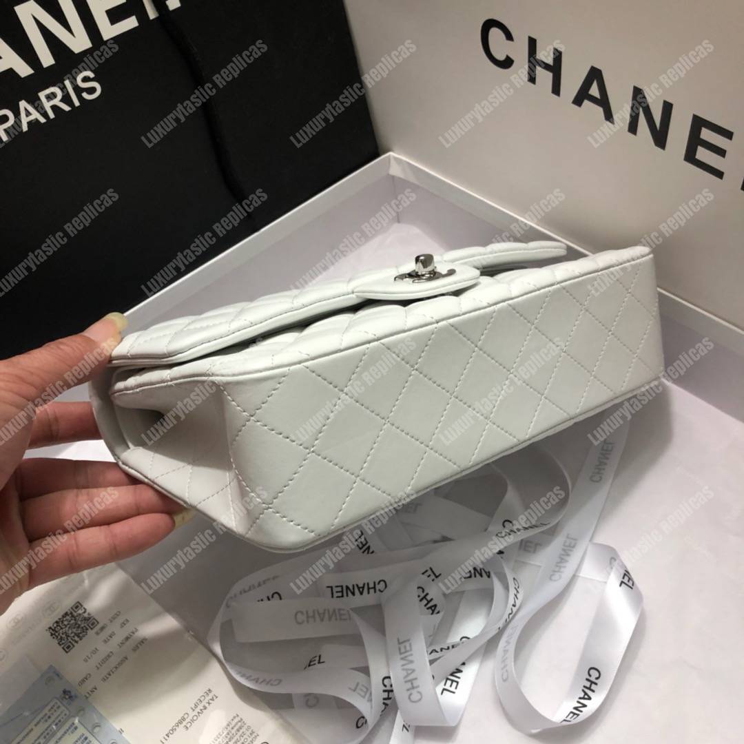 Ch*el medium classic handbag white