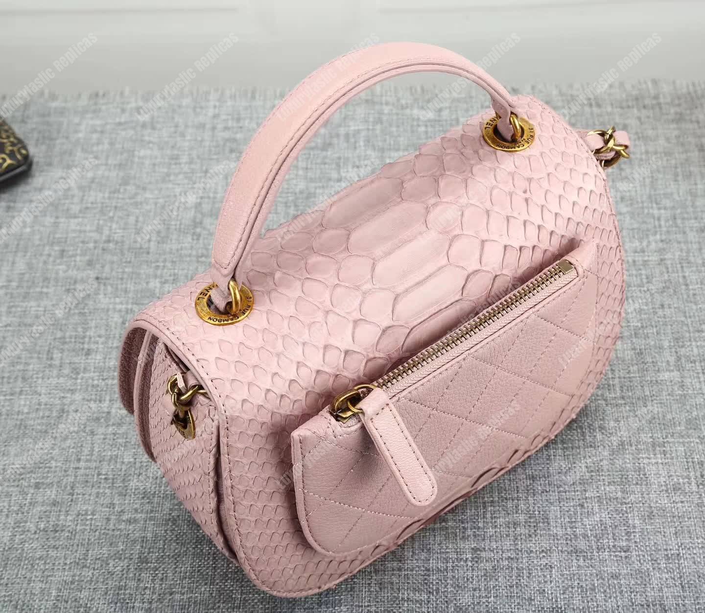Ch*el medium flap bag with top handle light pink