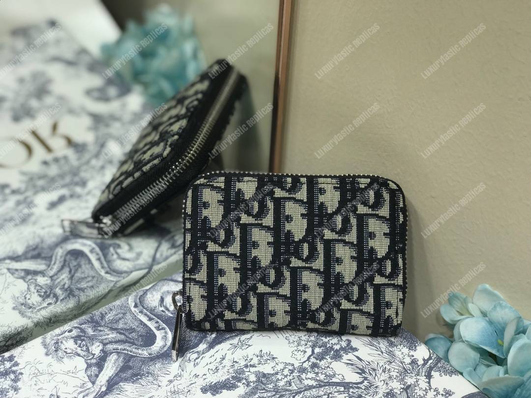 saddle D*or blue oblique wallet