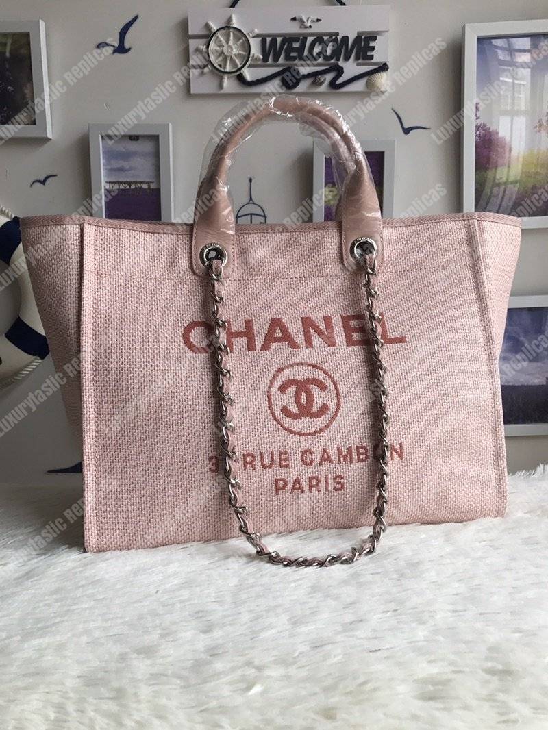 Ch*el deauville fabric tote pink/fuchsia