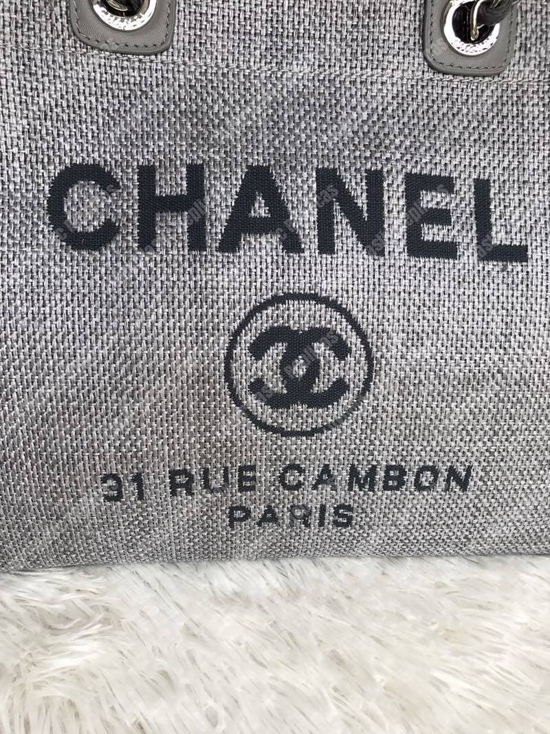Ch*el deauville fabric tote gray