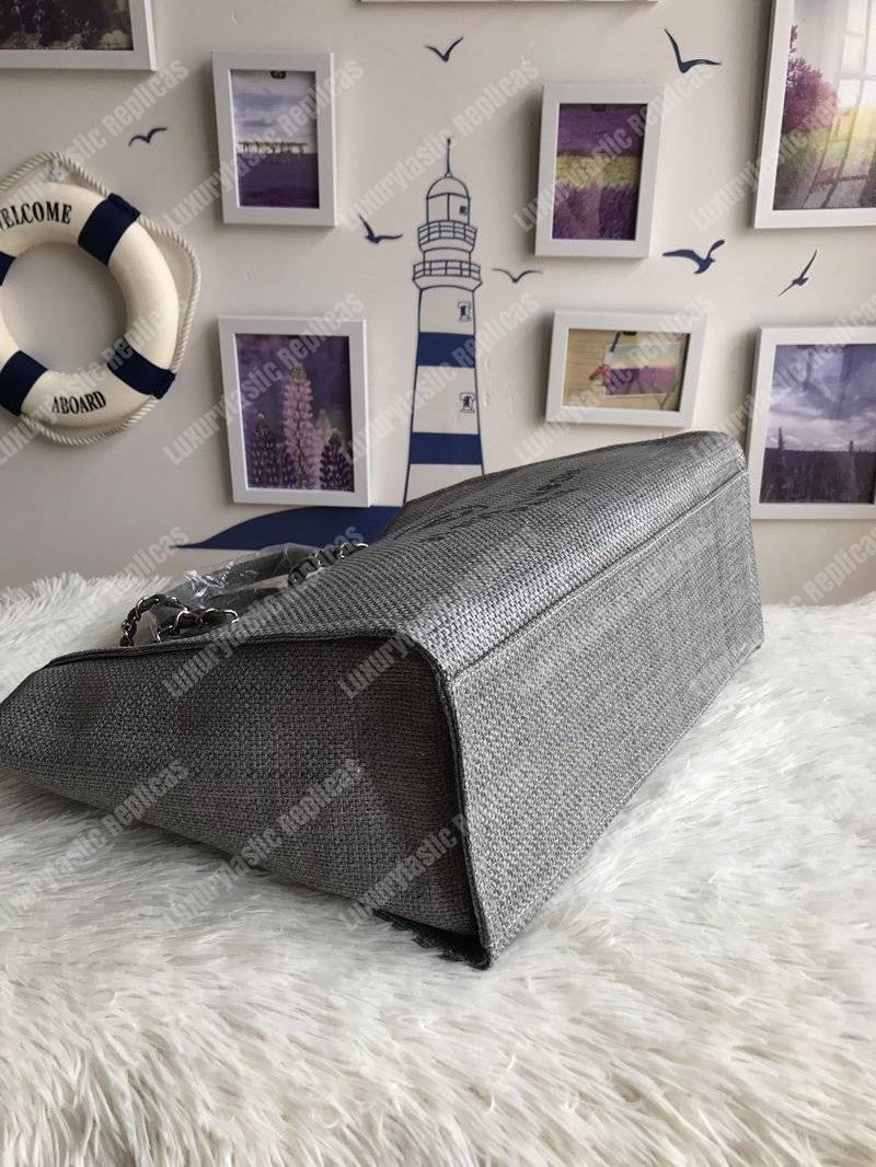 Ch*el deauville fabric tote gray