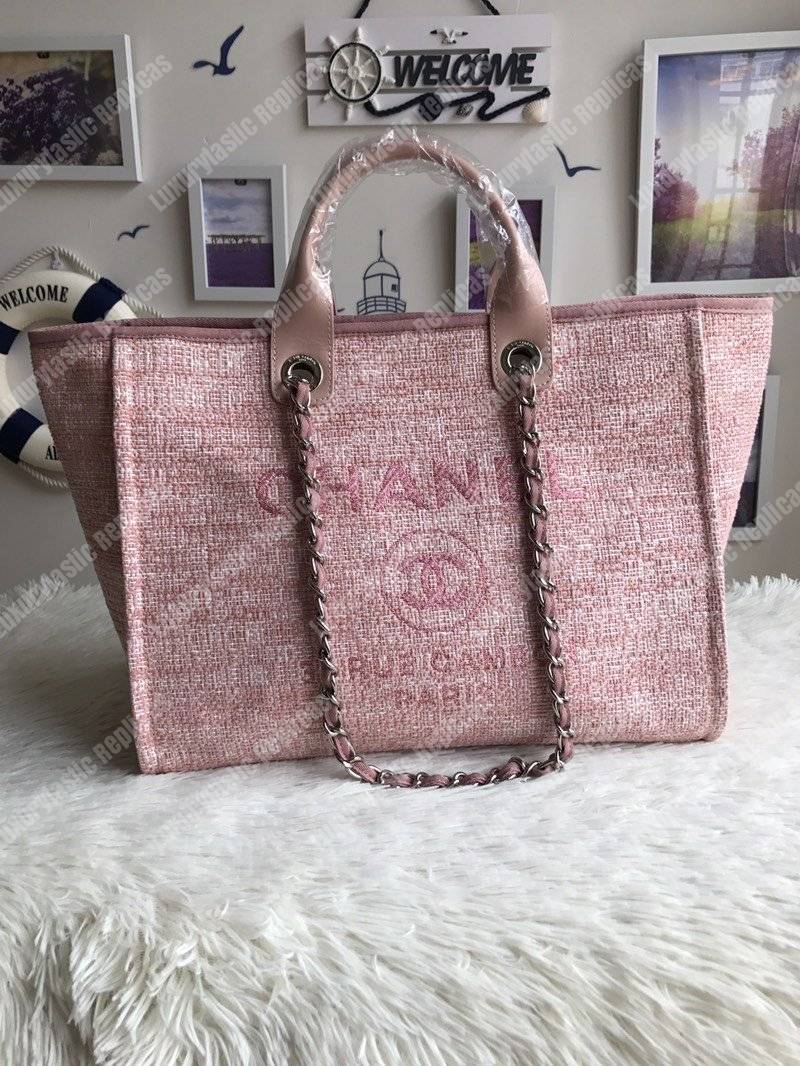 Ch*el deauville fabric tote pink
