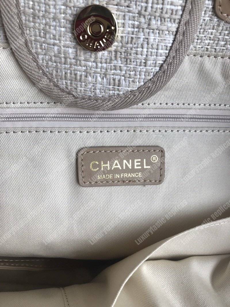 Ch*el deauville fabric tote beige
