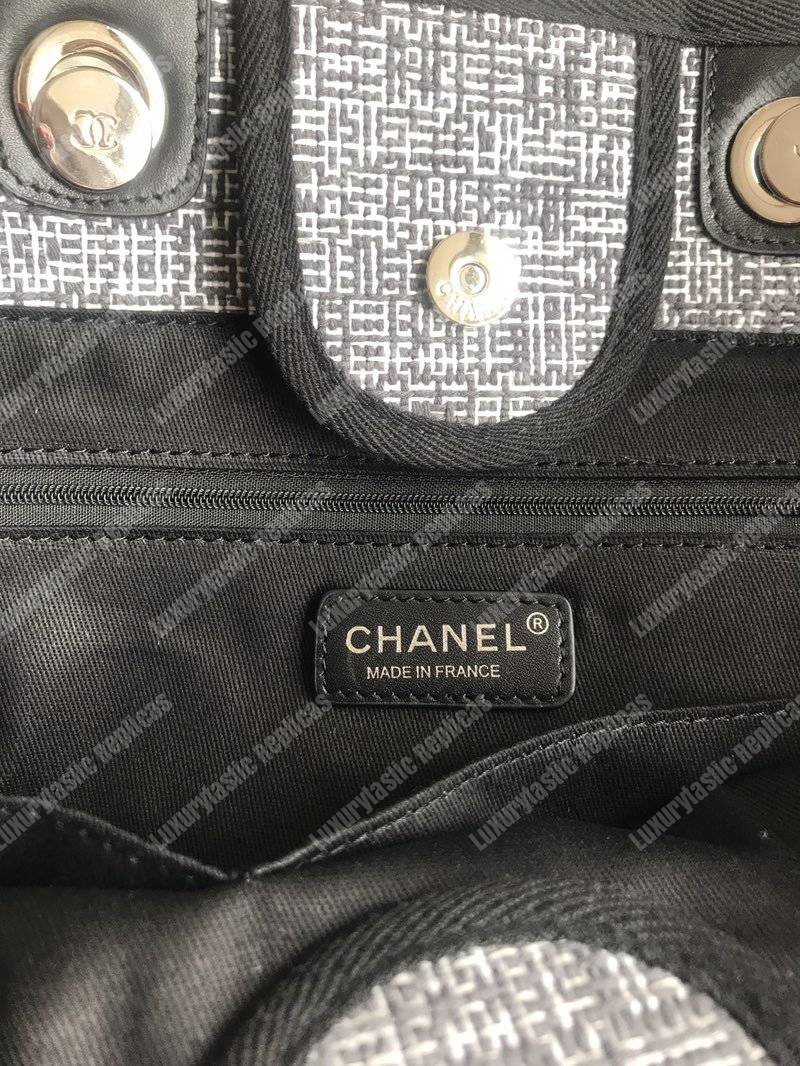 Ch*el deauville fabric tote dark gray
