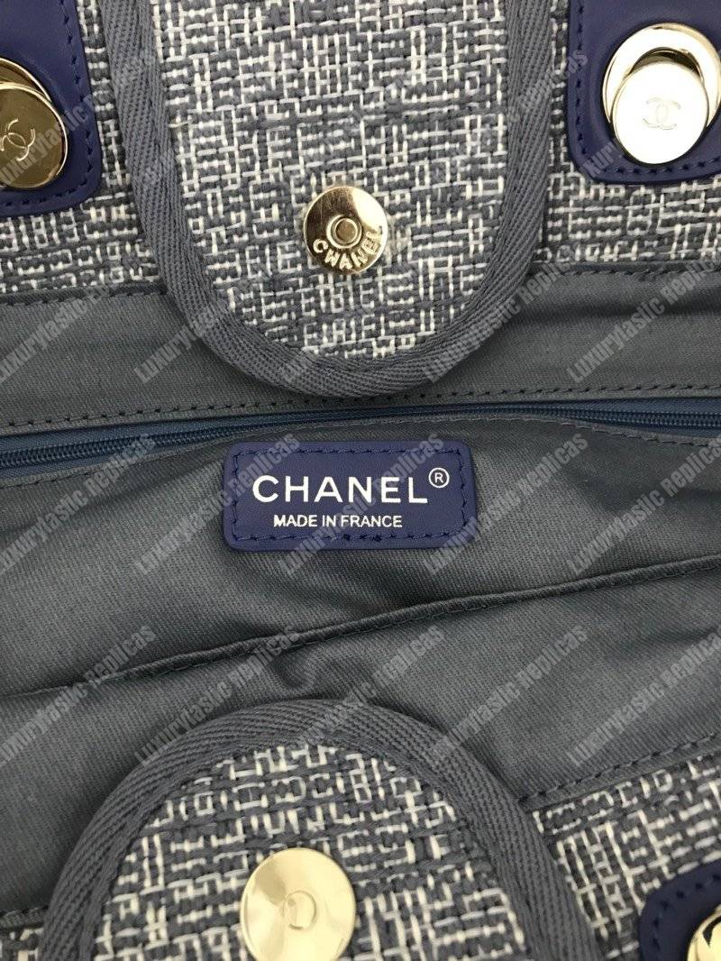 Ch*el deauville fabric tote blue