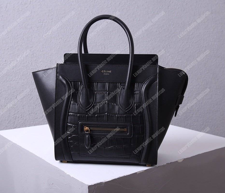 Ce**e mini luggage handbag crocodile veins leather with calfskin leather