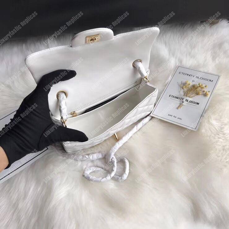 Ch*el mini flap bag white