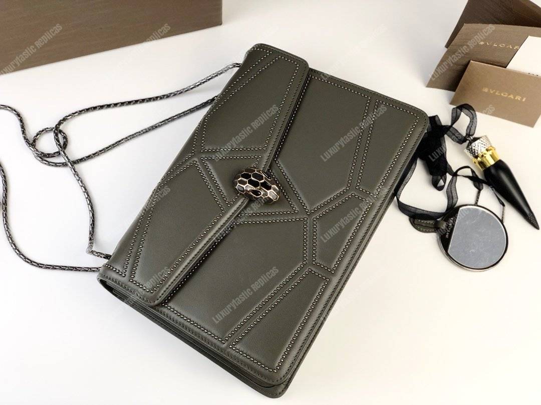 BVL Serpenti Forever Flap Cover Quilted Stardust Small Bag Linen Agate