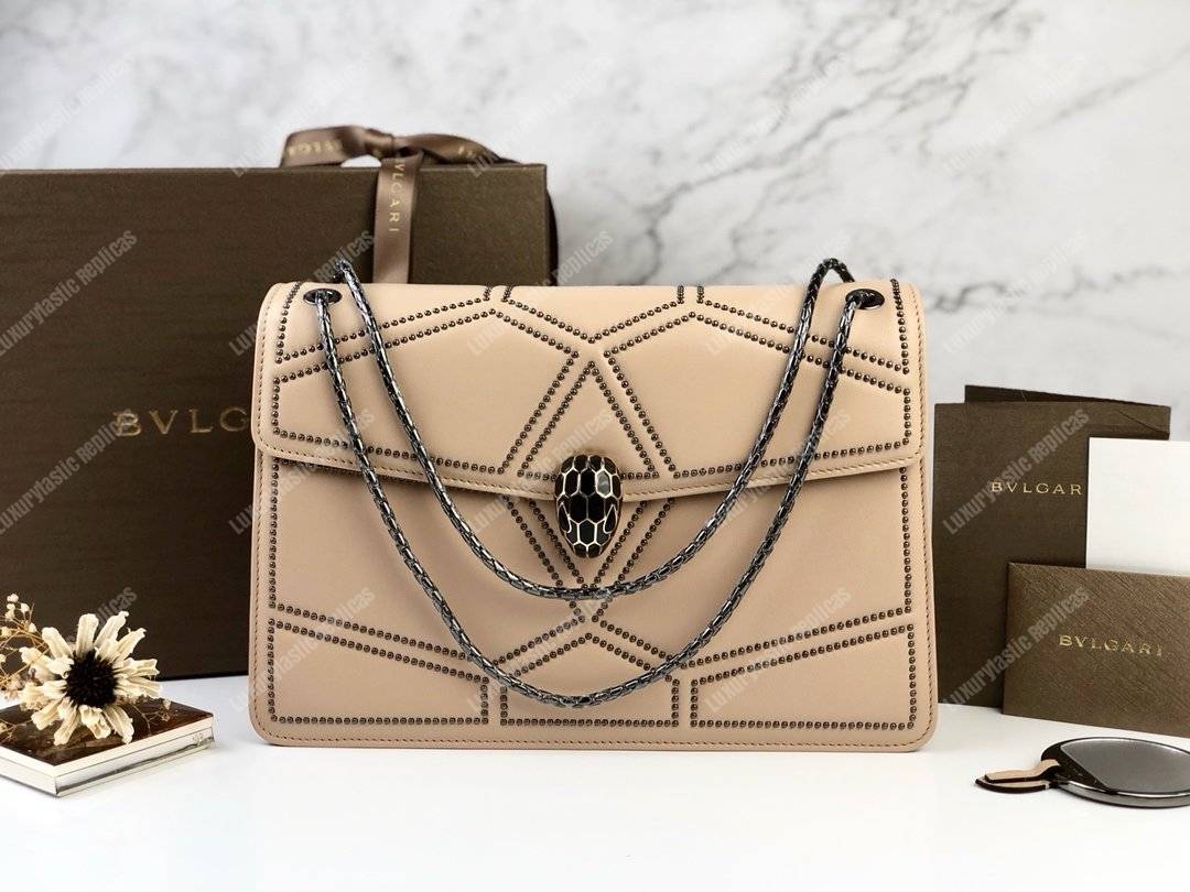 BVL Serpenti Forever Flap Cover Quilted Stardust Bag Linen Agate