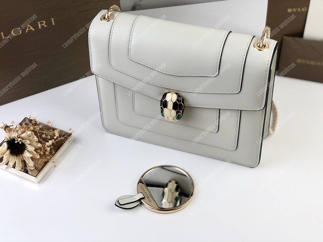 BVL Serpenti Forever Flap Cover Bag White Agate