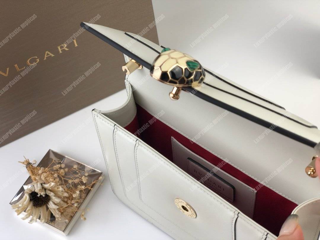BVL Serpenti Forever Flap Cover Bag White Agate