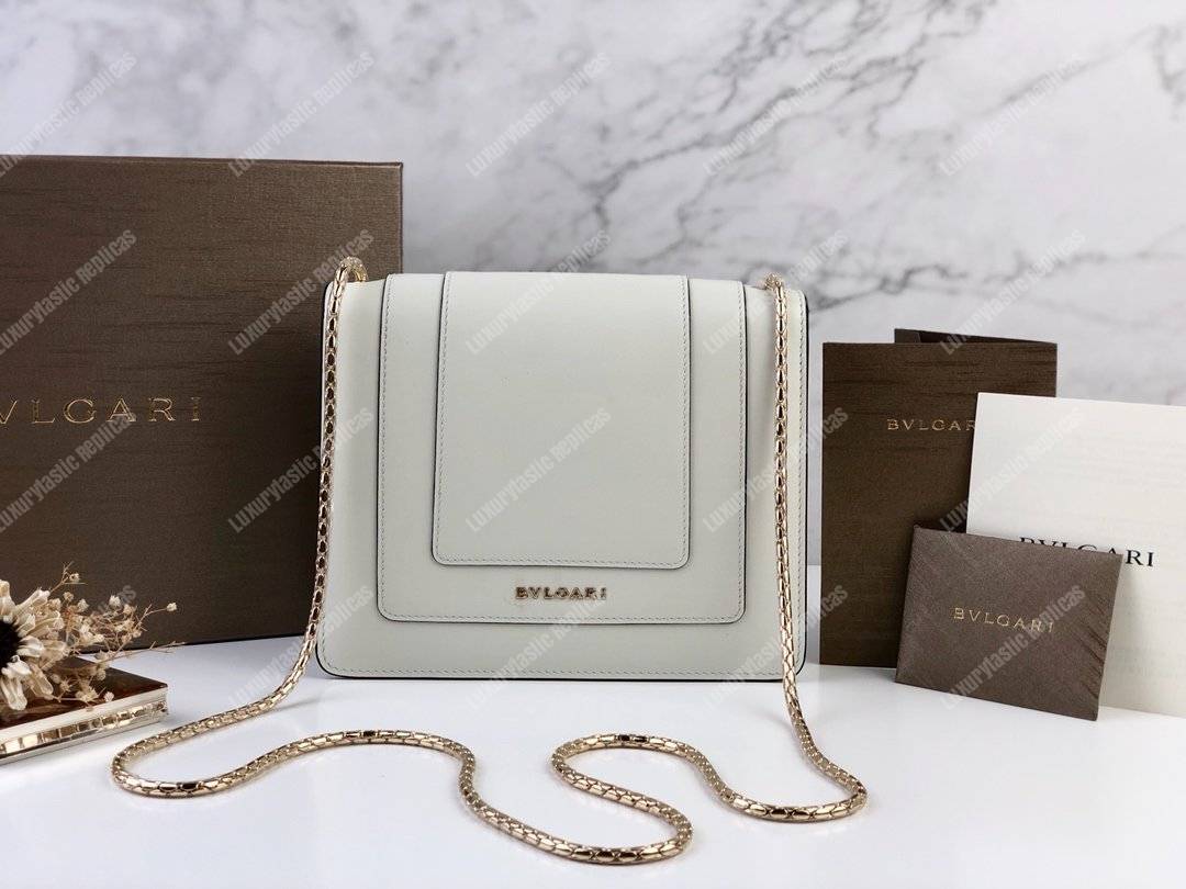 BVL Serpenti Forever Flap Cover Bag White Agate