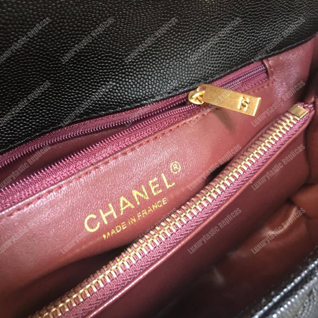 Ch*el flap bag with top handle black