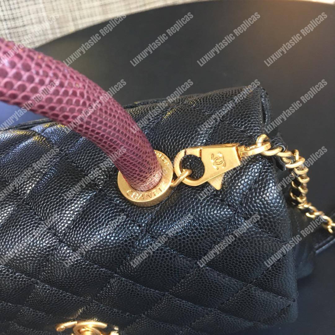Ch*el small flap bag with top handle black