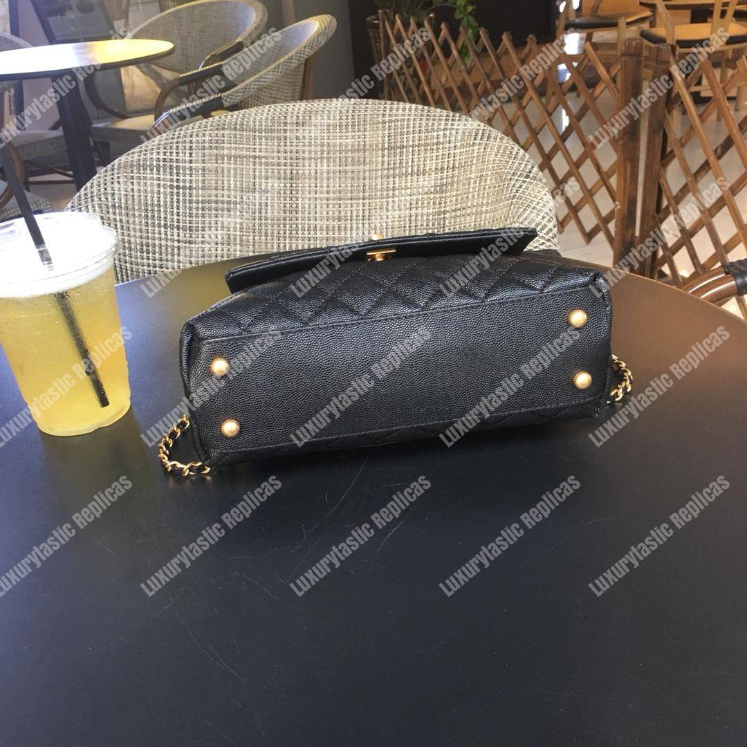 Ch*el small flap bag with top handle black