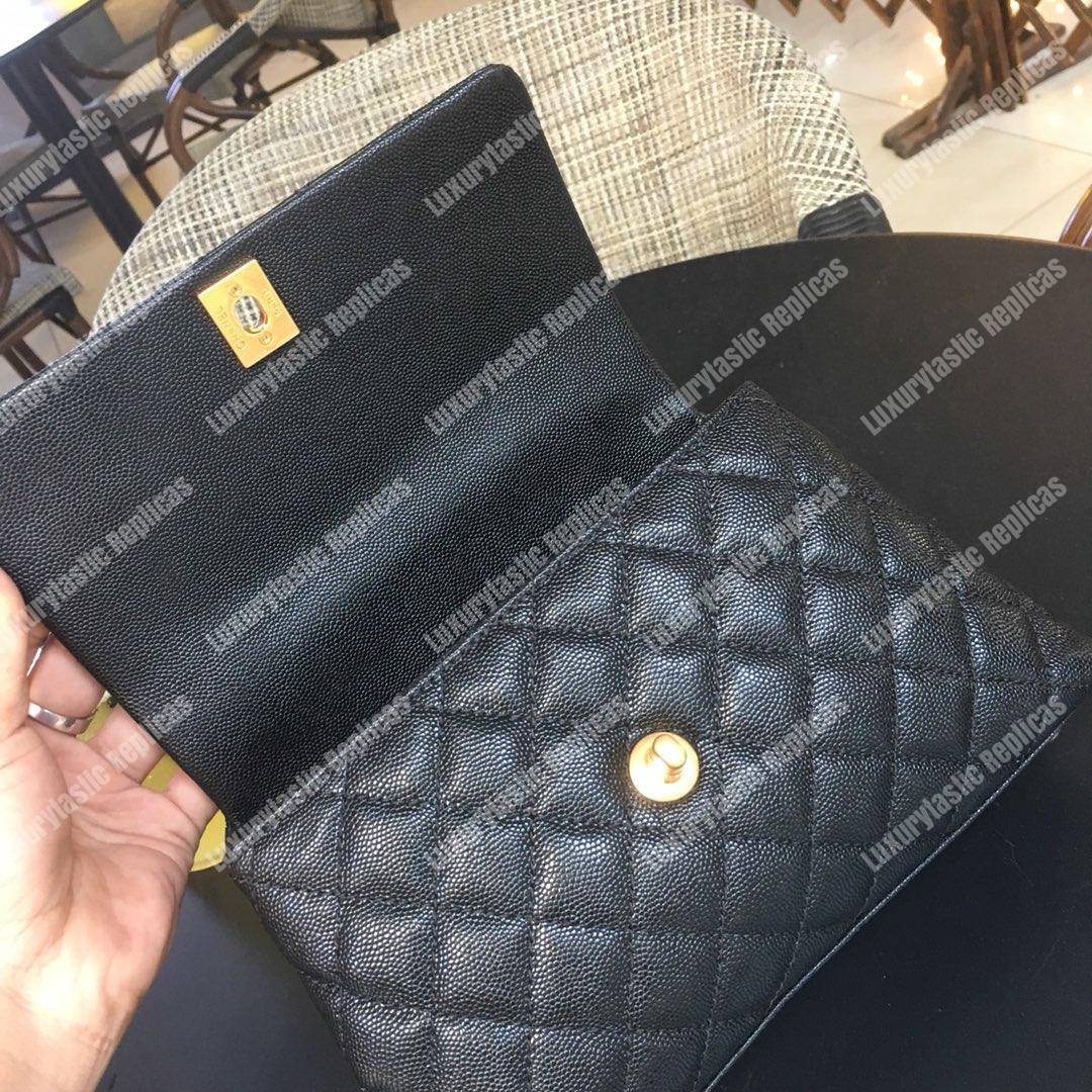 Ch*el small flap bag with top handle black