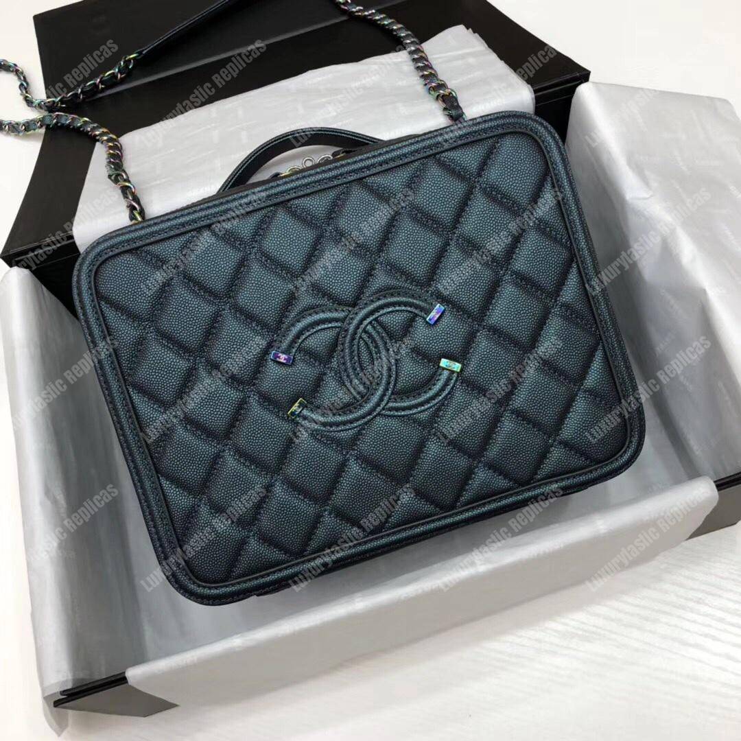 Ch*el large vanity case dark turquoise