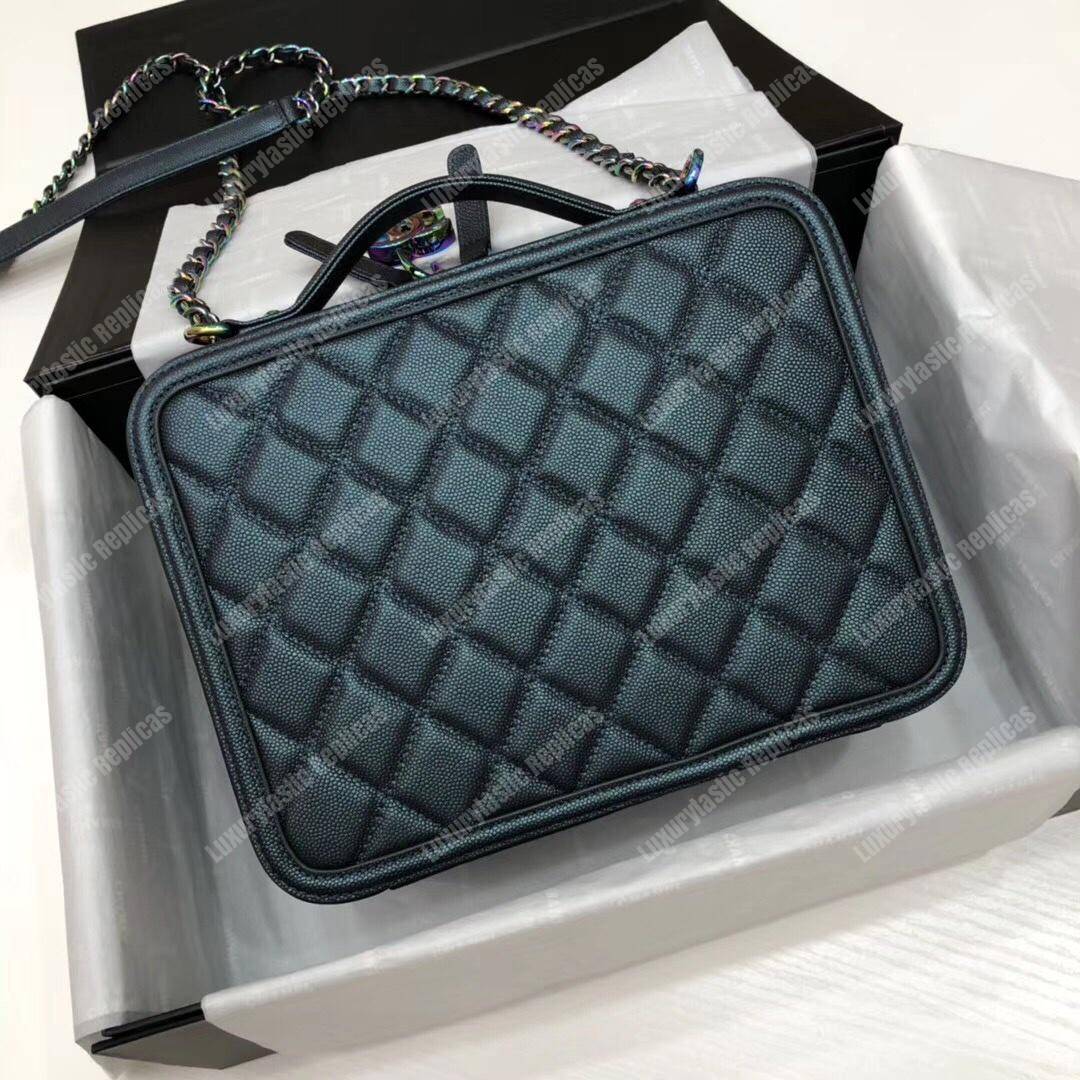 Ch*el large vanity case dark turquoise
