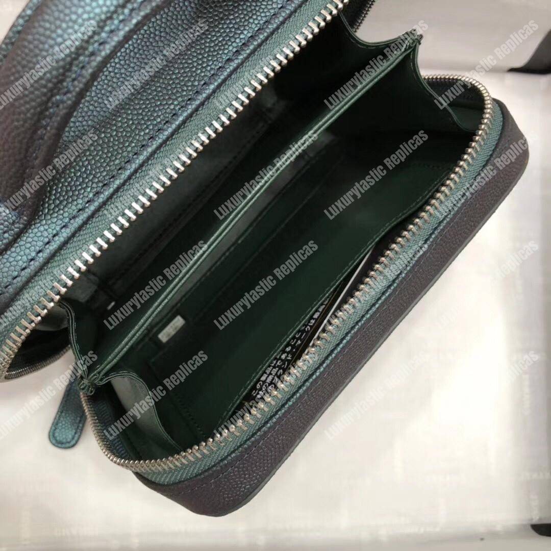 Ch*el small vanity case dark turquoise