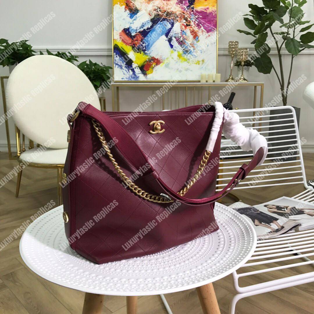 Ch*el hobo handbag burgundy