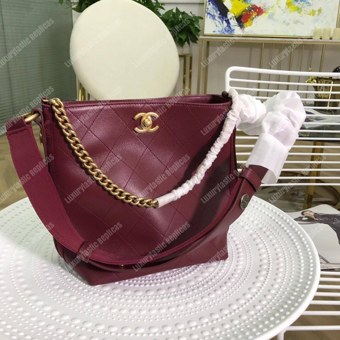 Ch*el hobo handbag burgundy