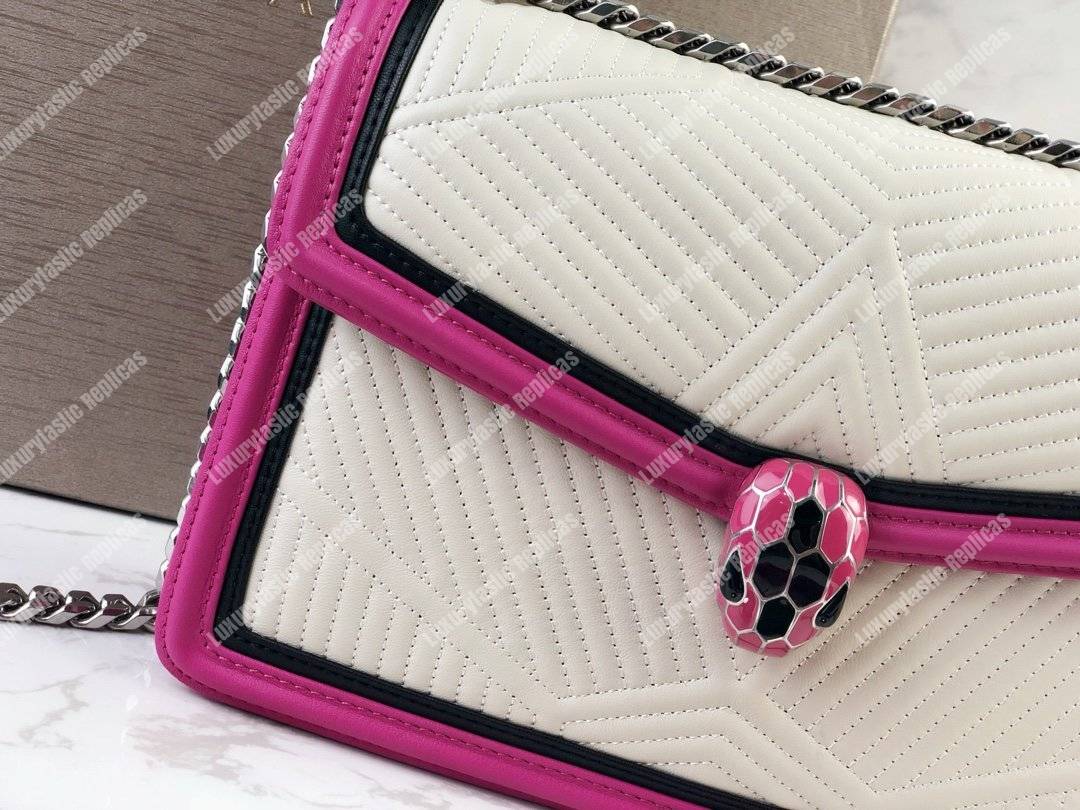 BVL Serpenti Forever Shoulder Bag White/Black/Pink