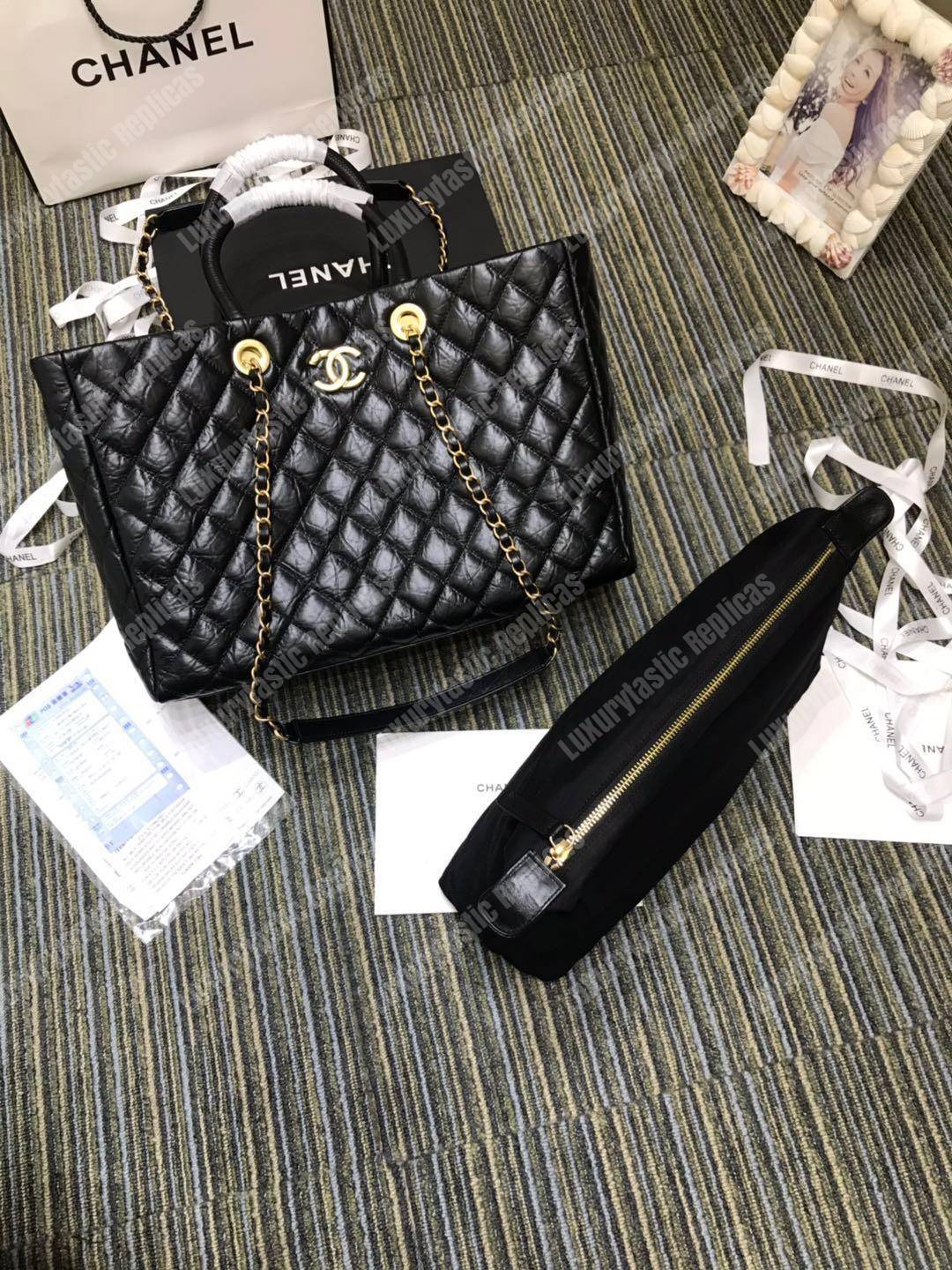 Ch*el large shopping bag black (38cm)