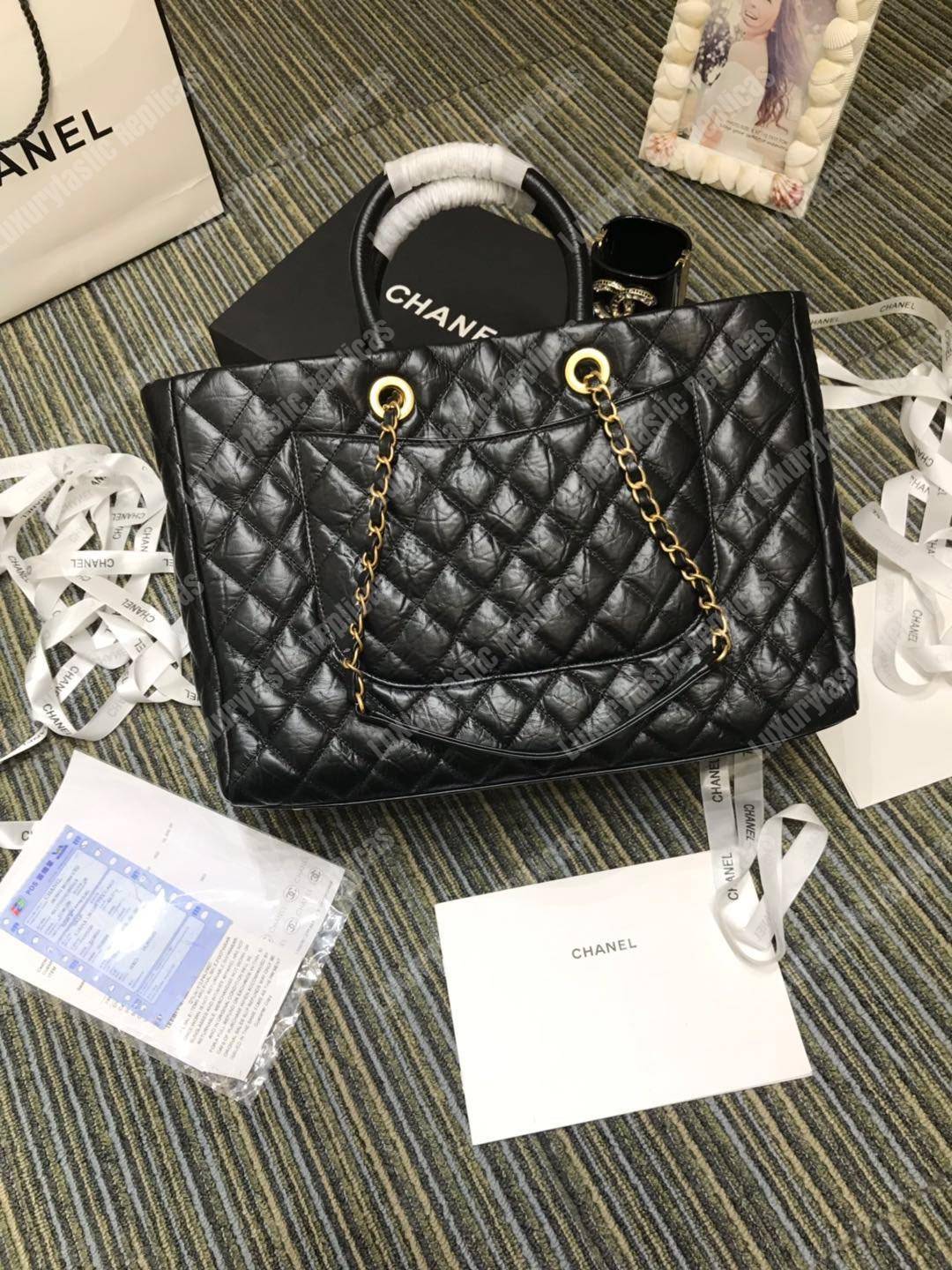 Ch*el large shopping bag black (38cm)