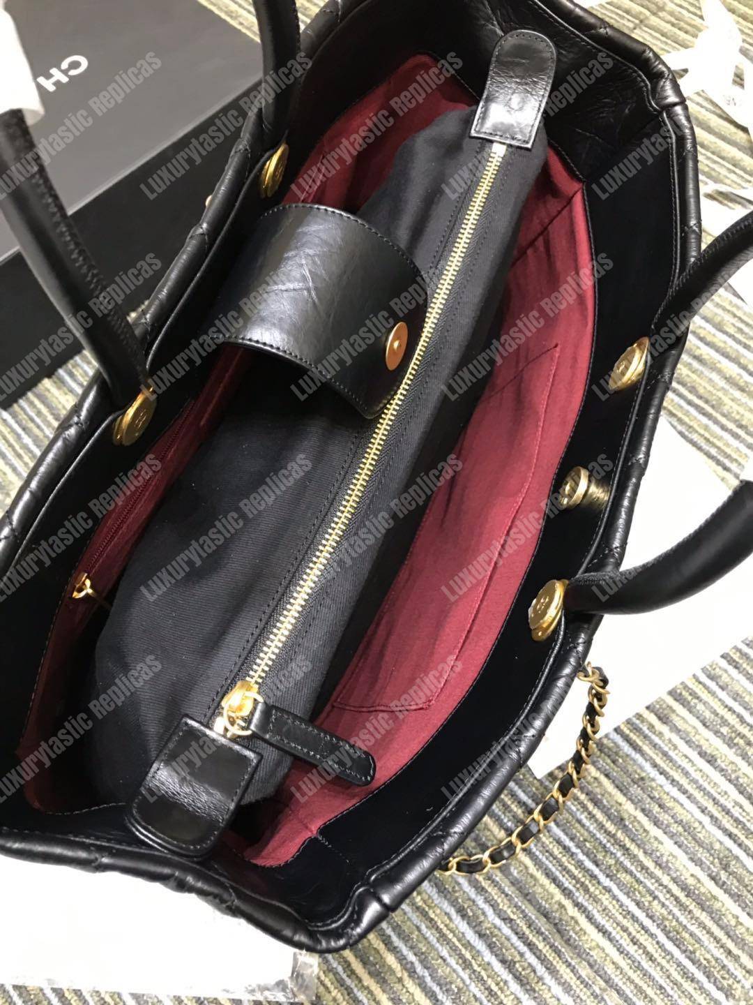 Ch*el large shopping bag black (38cm)