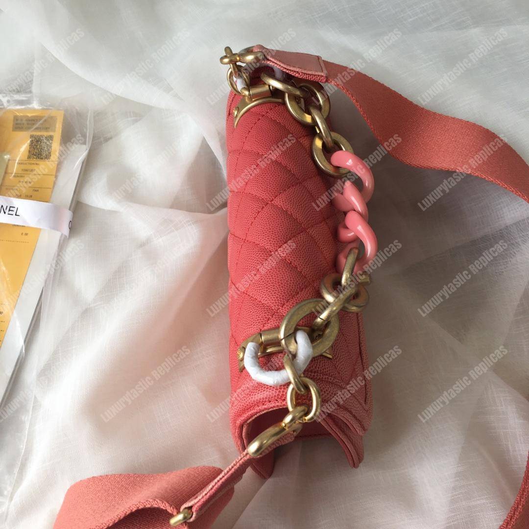 Ch*el flap bag coral