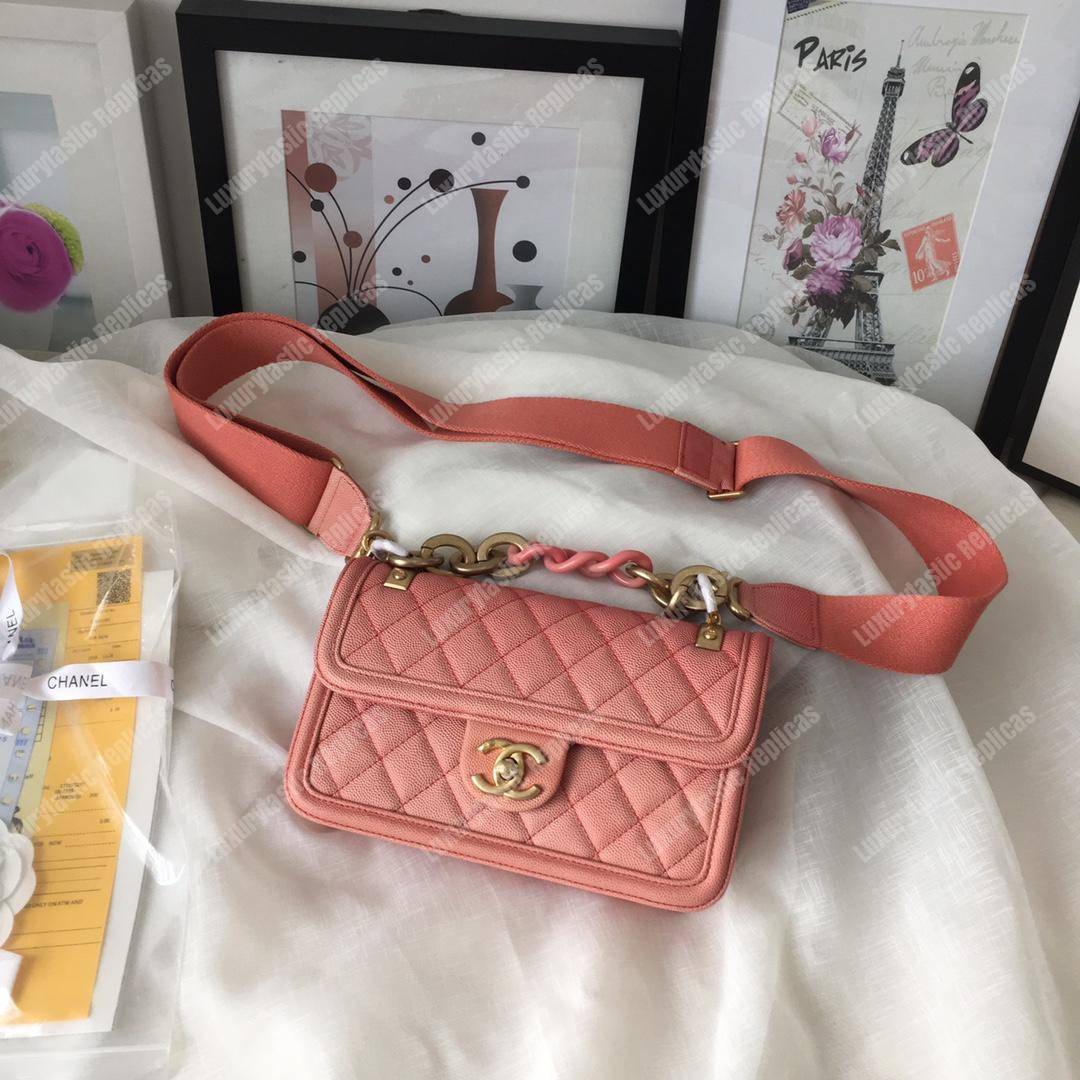 Ch*el flap bag coral